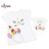 Emily Rose Girl and 18 Inch Doll Matching Unicorn Graphic T-Shirt and Headband Set (Medium) | fits Kids 5y-8y | Fits American Girl and Similar Dolls