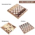 3-in-1 Multifunctional Wooden Chess Set Folding Chessboard Game Travel Games Chess Checkers Draughts and Backgammon Set Entertainment Educational Toys