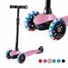 Kick Scooter for Kids 3-wheel toddler scooter with 3 Light Up Wheels and Adjustable Height for 2-7 Years Old Ages Girls and Boys Toddlers & Children Pink