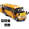 CORPER TOYS School Bus Toy Die Cast Vehicles Yellow Large Alloy Pull Back 9 Play Bus with Sounds and Lights for Kids