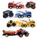 Mozlly Bundle Pack of 4 Friction Powered Toy Trucks: 3 Emergency Tow Trucks with Sounds & Lights & 1 Monster Truck with Speed Boat Trailer - Push & Go Transport Toys - 4 Pc Set Styles May Vary