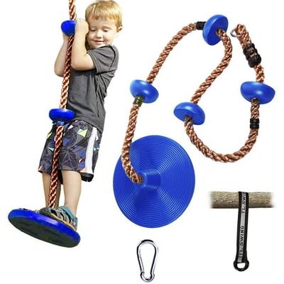Climbing Rope With Platforms And Disc Swing Seat Swing Set Rope Ladder Blue 