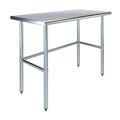 AmGood 48 Long x 24 Deep Stainless Steel Work Table Open Base | Work Station | Metal Work Bench