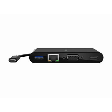 Belkin AVC005BK-BL 4.33 in. USB-C HDMI/Ethernet/USB-A/USB-C/VGA Multimedia Adapter - Black