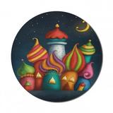 Fantasy Mouse Pad for Computers Oriental Style Castles Under Starry Sky Fairytale Kids Playroom Graphic Round Non-Slip Thick Rubber Modern Gaming Mousepad 8 Round Multicolor by Ambesonne