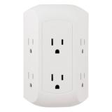 GE Pro Side-Access 6 Outlet Surge Protector White Wall Tap Adapter