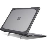 Protective Case for 12.4 Inch Microsoft Surface Laptop Go - Heavy Duty Matte Coated Hard Shell Cover with Fold Kickstand Gray