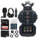 Zoom H8 8-Input / 12-Track Portable Handy Recorder For Podcasting Music Field Recording + Zoom ZDM-1 Podcast Mic + Headphones + Windscreen + Tabletop Stand + 64GB Extreme PRO Card - Ultimate Bundle