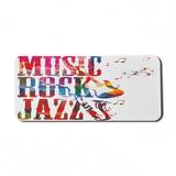 Musical Computer Mouse Pad Music Rock Jazz Lettering with Bass Guitar Saxophone Notes Harmony Illustration Rectangle Non-Slip Rubber Mousepad X-Large 35 x 15 Multicolor by Ambesonne