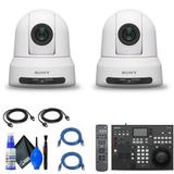 2 x Sony SRG-X400 1080p PTZ Camera with HDMI IP & 3G-SDI Output (White) (SRG-X400/W) + Sony RM-IP500/1 Remote Controller + 2 x Ethernet Cable + Cleaning Set + 2 x HDMI Cable - Bundle