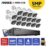ANNKE 16CH DVR Security System with 16PCS 5MP Super HD True Full Color Night Vision Outdoor Indoor Security Camera Kit with 1T HDD