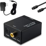 Audio Digital to Analog Converter DAC with 3.5mm Jack Optical SPDIF Toslink Coaxial to Analog Stereo L/ R Converter Adapter with Optical Cable and Power Adapter for PS3 PS4 XBox DVD Roku