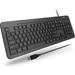Macally Wired Keyboard Full Sized Ergonomic Computer Keyboard Wired - Slim External Keyboard for Laptop and Desktop - USB Keyboard with Numeric Keypad - Windows PC Keyboard for Office and Home