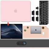 Desk Pad with New MacBook Air 13 Inch Case 2020 2019 2018 Release A2337 w/ M1 A2179 A1932 Plastic Hard Shell Webcam Cover Keyboard Cover Screen Protector Dust Plugs 6 in 1 GMYLE (Baby Pink Set)