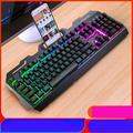 Wired Gaming Keyboard LED Rainbow Backlit Gaming Keyboard RGB Gaming Ergonomic Wrist 104 Keys for Windows & Mac PC Gamers