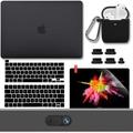 GMYLE New MacBook Pro 13 Case 2020 & AirPods 1 2 Case Accessories Webcam Cover Dust Plugs Keyboard Cover Screen Protector A2338 with M1 A2251 A2289 A2159 A1989 A1708 (Black)