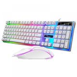 Gaming Keyboard and Mouse Combo with Large Mouse Pad RGB Rainbow Backlit Gaming Keyboard and Illuminated Gaming Mouse USB Wired Set for Computer PC Gamer Laptop Office Work