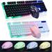 Wired Ergonomic Gaming Keyboard and Mouse Multiple Color Rainbow LED Backlit Mechanical Feeling USB Wired Gaming Keyboard and Mouse Combo BLACK