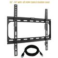 Fixed TV Wall Mount Bracket Fits 26-55 TV s 400 x 400 VESA Low Profile Ultra Slim including Bubble Level & 6ft. HDMI Cable (KORAMZI KWM989F) - Black