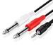 Premium 3.5mm TRS to Dual 1/4 Inch TS Audio Cable (6FT) - Male 3.5mm 1/8 Stereo AUX Auxiliary to 6.35mm 1/4 Y Adapter Connector Wire Cord Plug Jack