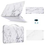 Mosiso 5 in 1 New Macbook Air 13 Inch Case A1932 2019 2018 Release Hard Case Shell Cover&Sleeve Bag for Apple MacBook Air 13 with Retina Display andTouch ID White Marble