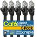 Cmple - [5 PACK] 7 Feet Cat6 Ethernet Cable 10 Gigabit Network Cord Cat6 Cable Ethernet Patch Cable Computer LAN Internet Cable with Snagless RJ45 Connectors Modem Wire - Black