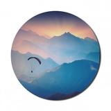Sports Mouse Pad for Computers Paraglide Flying over Majestic Mountains Morning Valley Sunrise Sports Freedom Theme Round Non-Slip Thick Rubber Modern Mousepad 8 Round Blue Pink by Ambesonne