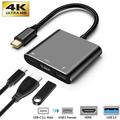 USB C to HDMI Adapter 4K USB Type-C (Thunderbolt 3) Multiport Hub 3 in 1 HDMI Port USB 3.0 Port and USB C Fast Charging Port Compatible with MacBook Pro 2020/2019 Ipad pro 2020