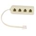 RJ11 6P4C 1 Male to 4 Female Plug Telephone Line Splitter Connector Beige