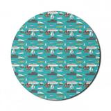 Nautical Mouse Pad for Computers Demonstration of Sea Transport Items Cruise Sailboat Ship Yacht Round Non-Slip Thick Rubber Modern Gaming Mousepad 8 Round Dark Seafoam Multicolor by Ambesonne