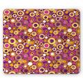 Geometric Mouse Pad Retro Style 70s Like Vintage Circles and Rounds Water Drops Like Image Artwork Rectangle Non-Slip Rubber Mousepad Multicolor by Ambesonne