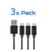 Micro USB Cable 6ft 3 Pack Long Universal Micro USB Data Cord High Speed Sync and Long Charger Cord Wire for Samsung Galaxy Tab 4 7 Inch - Black