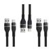 Bemz USB Cables Compatible with TCL 10 5G UW (Verizon) Bundle: Heavy Duty Reinforced Connector Nylon Braided USB Type-C to USB-A Cables - 3 Pack 3.3 Feet (1 Meters) - Black