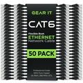 GearIT 50-Pack Cat6 Patch Cable 1 Foot Cat 6 Ethernet Cable Snagless Flexible Soft Tab - Preimum Series - Black