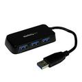 startech.com 4-port portable usb 3.0 hub (black) - compact four port usb hub - external usb 3 hub with built-in cable