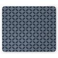 Geometric Mouse Pad Inspired Floral Design Interlocking Circles Pattern Flower Rectangle Non-Slip Rubber Mousepad Dark Blue Cream by Ambesonne