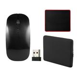 Andoer 2.4G Wireless Mouse Portable Ultra-thin Mute Mouse 4 Keys Wireless Optical Mouse 1600DPI for Desktop Computer Laptop Black + Mouse Pad + Zipper Soft Sleeve Bag Case