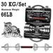 SAYFUT Practical Weight Dumbbell Set 66 LB Adjustable Cap Gym Barbell Plates Body Workout Exercise Muscles Silver