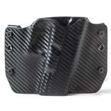 Outlaw Holsters: Black Carbon Fiber OWB Kydex Gun Holster for Glock 43 w/TR5 Laser Left Handed.