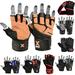 MRX Weight Lifting Pro Level Gloves With 18 Inches Long Wrist Strap Gym Workout Exercise & Fitness Black Brown (Medium)