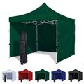 Green 10x10 Canopy Tent and 3 Sidewalls - Economy Edition - Durable Steel Frame Water-Resistant Canopy Top and Side Wall - Bonus Wheeled Canopy Bag and Premium Stake Kit (5 Color Options)