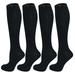 4 Pair Pack Knee-High Youth Graduated Compression Socks Long for Sports Soccer Football Baseball Running All Youth Athletics. Boys & Girls Gift Set; Solid Black Small-Fits Ages 4-7