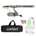 Lixada Telescopic Fishing Rod and Reel Combo Full Kit Fishing Reel Gear Organizer Pole Set with 100M Fishing Line Lures Hooks Jig Head and Fishing Carrier Bag Case Fishing Accessories