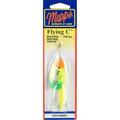 Mepps Flying C Treble Hook Inline Spinner Hot Chartreuse with Hot Fire tiger Blade