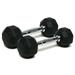Well-Fit Rubber Hex Dumbbell Set 10lb Black Includes Two Weights