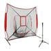 7 Ã—7 Baseball Softball Practice Net T-Ball Practice Net w/Strike Zone Carrying Bag & Bow Frame + 28 - 42 Adjustable Pro-Style Batting Tee