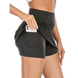 DODOING Women s Athletic Tennis Golf Skirts Mid-Waisted Shorts With Pocket