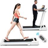 Goplus 2.25HP 3-in-1 Folding Treadmill W/Table Speaker Remote Home Office White