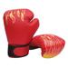 SANWOOD Boxing Gloves Flame Print Faux Leather Adult Boxing Muay Thai Training Sandbag Hand Gloves