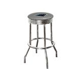 The Furniture King Bar Stool 24 Tall Backless Chrome Metal Stool Featuring Your Favorite Football Team Logo on a Colored Vinyl Swivel Seat Cushion Panthers on Grey